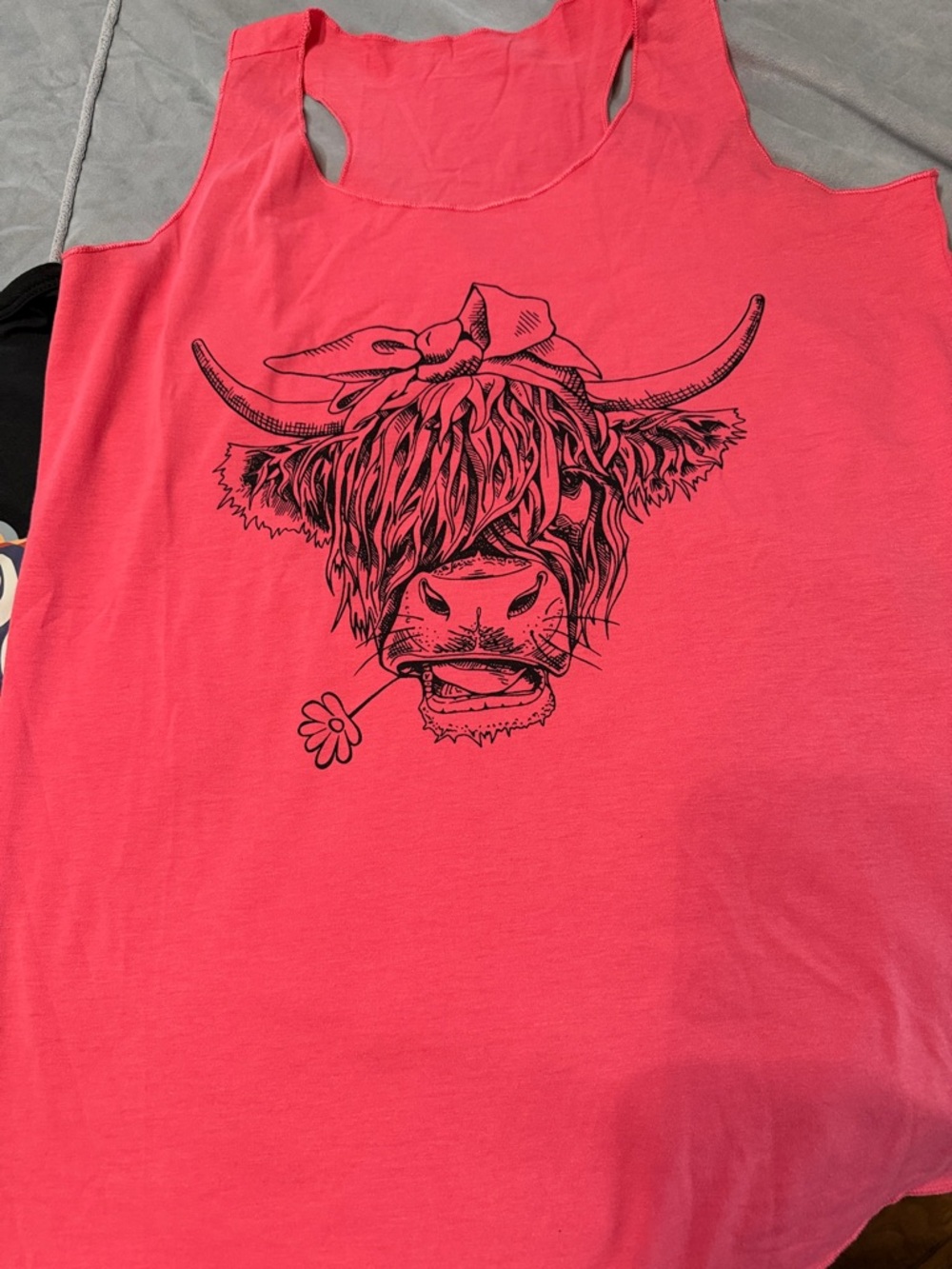 Women’s hyland cow Coral Pink Graphic Tank Top -